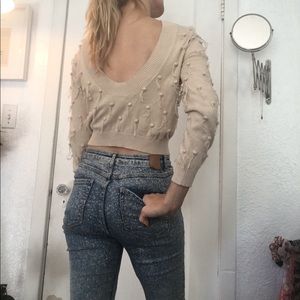 Cream Sweater w Sexy Low Scoop Back